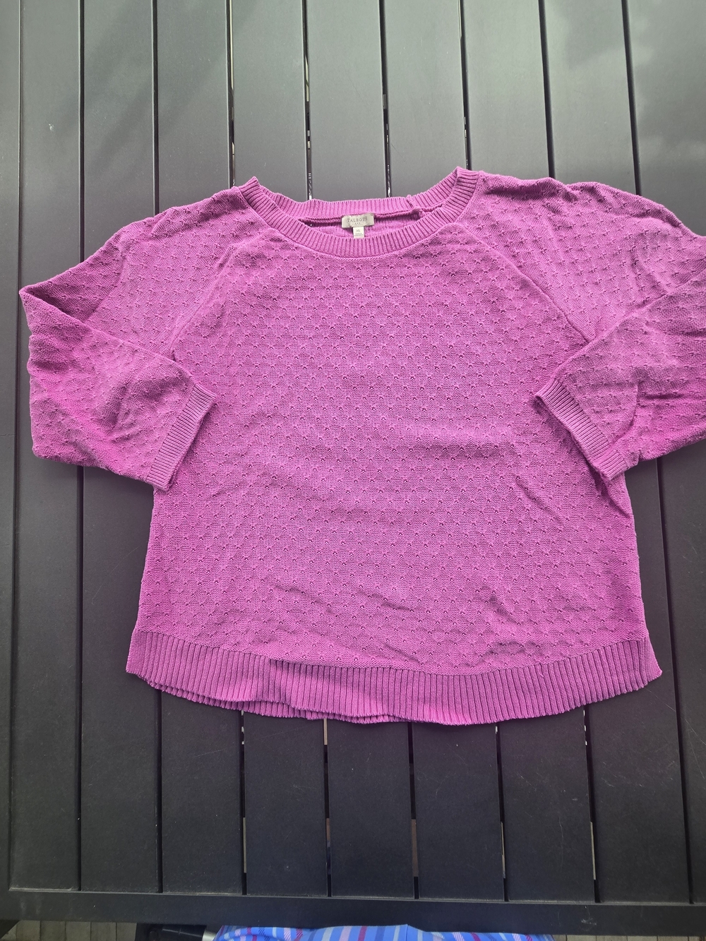 Talbots Half Sleeve Open Weave Pink Sweater Sz Xl